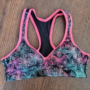 Aperture Active Floral Print Racerback Pullover Sports Bra Size Small